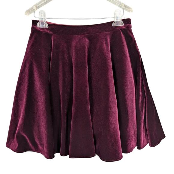 Alyce Paris Skirt Womens 8 Burgundy Velvet Flared Circle Tulle Lined Formal - Picture 1 of 10